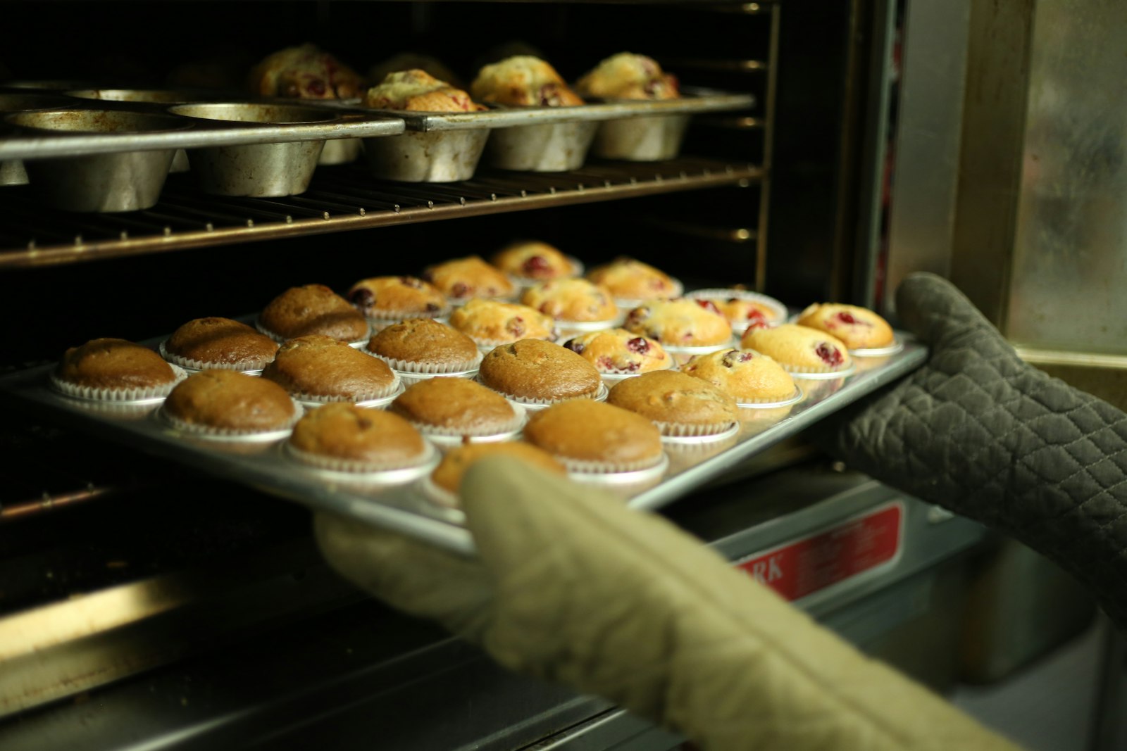Ober-/Unterhitze in Umluft umrechnen – Muffins auf zwei Ebenen im Backofen